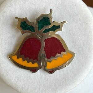 Vintage Alpaca Mexico Holiday Bell Pin